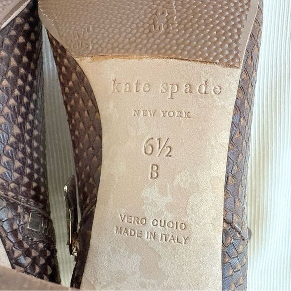 Kate Spade Womens Boots Ankle Heel Animal Print Italy Zip Brown Elegant Used 6.5 - Picture 4 of 4